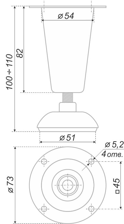 картинка Мебельная опора N314CP.2 от магазина DFCH 