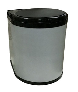 картинка Ведро для мусора ( D277xH355) бок.крепл., в металл.нерж.корпусе, серо-чёрное, 13л, Италия от магазина DFCH 