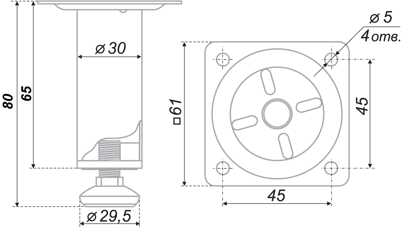 картинка Мебельная опора N303CP.2 от магазина DFCH 