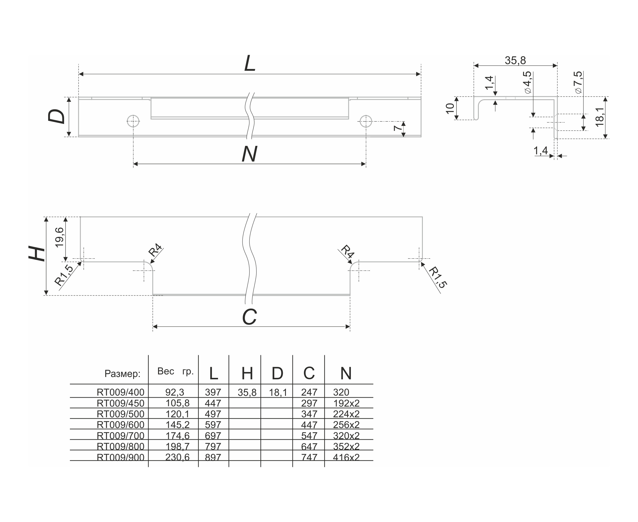 картинка Мебельная ручка RAY RT009CP.1/000/900/* от магазина DFCH 