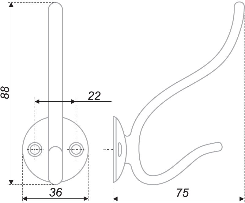 картинка Мебельный крючок K208SC.6 от магазина DFCH 