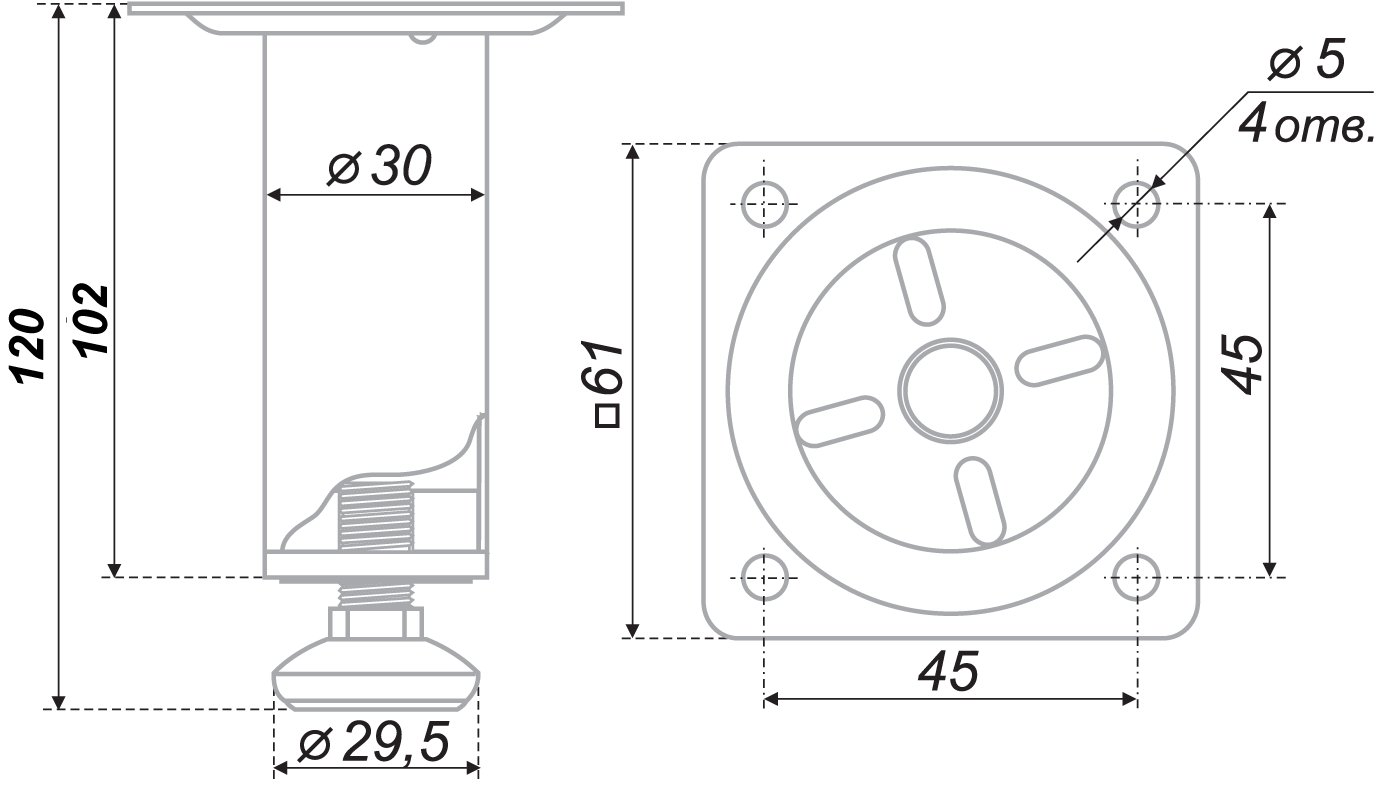 картинка Мебельная опора N305CP.2 от магазина DFCH 