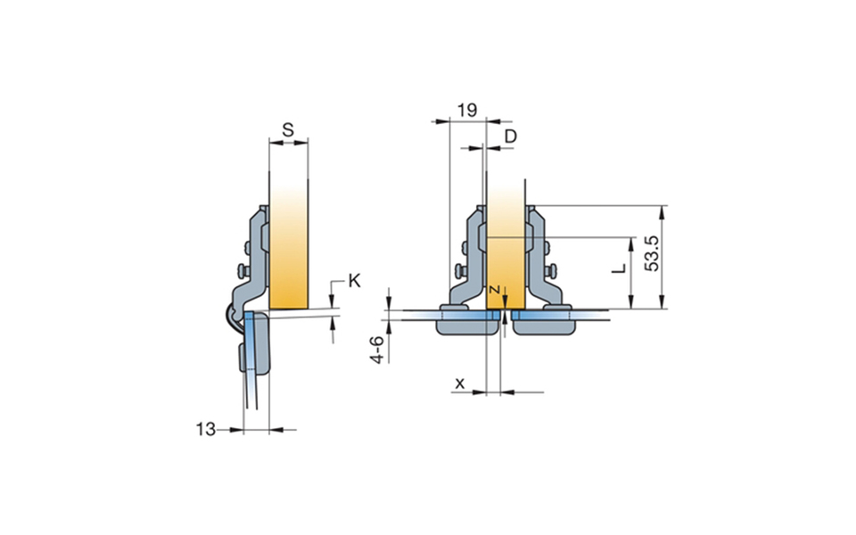 картинка Мини петля полунакладная для стекла 95* без отв. планки ЛАМА 245.0926.850 от магазина DFCH 