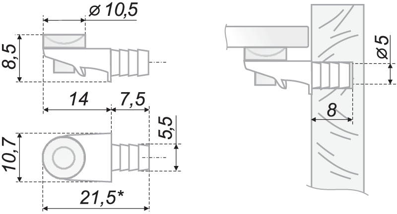 картинка Полкодержатель P001NP.57 от магазина DFCH 