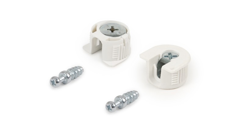 картинка (10-171) Крепеж мебельный (комплект) саморез+эксцентрик d=20 белый от магазина DFCH 