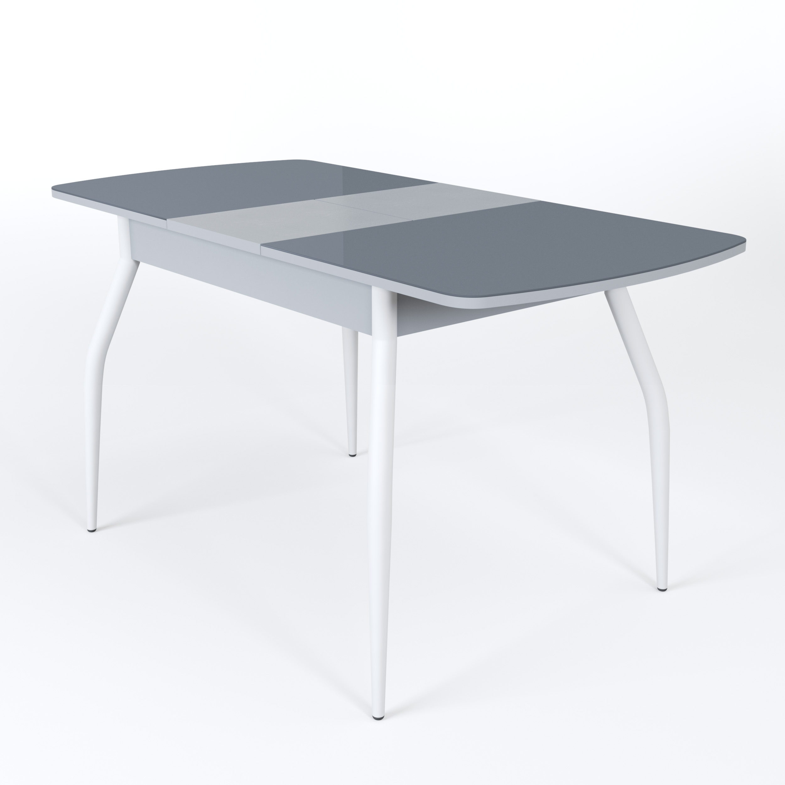 картинка Стол Чикаго СТ МП 1100(1400)*680*750 Ноги 01 белые (стекло Серое (графит) глянцевое цвет СР) от магазина DFCH 