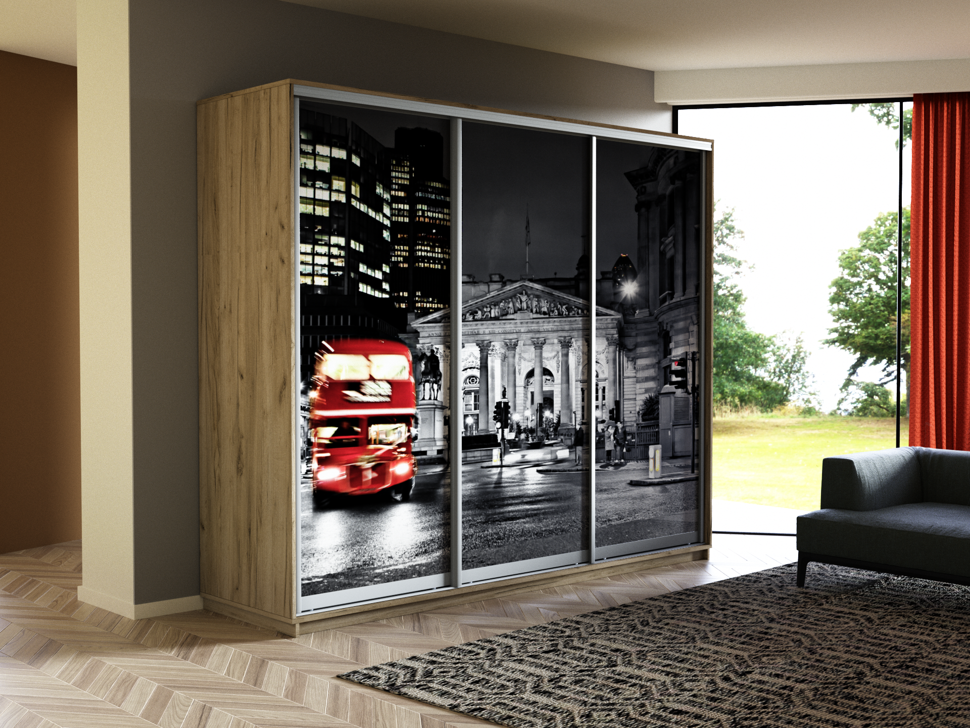 картинка Экспресс Фото трио Ночной Лондон Крафт Табачный 2400 x 2100 x 600 от магазина DFCH 