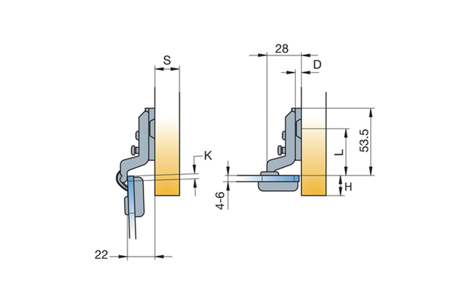 картинка Мини петля вкладная, для стекла 95*, без отв. планки ЛАМА 245.0660.850 от магазина DFCH 