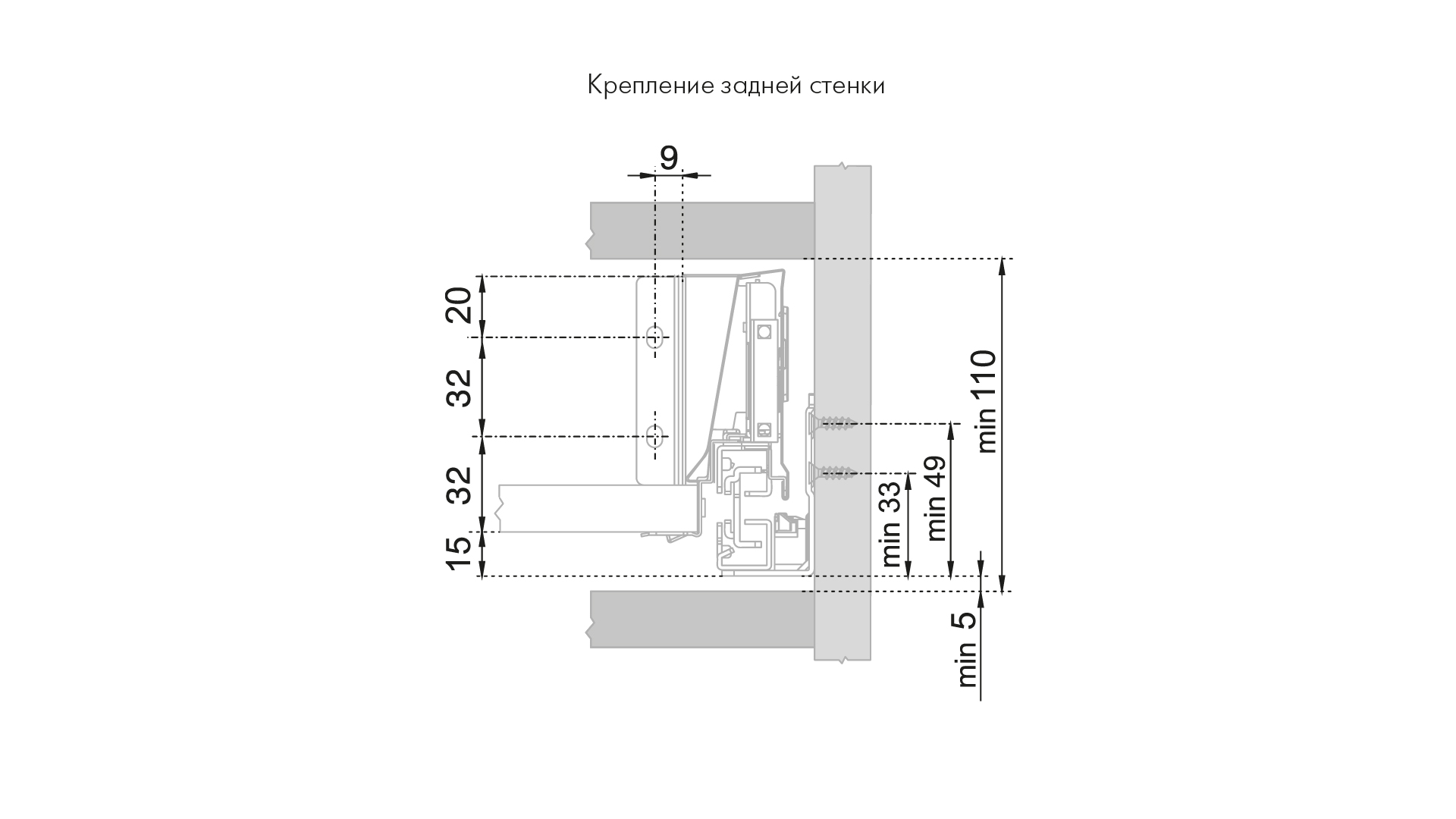 картинка Держатель передней стенки СТАРТ стандартного внутреннего с традиционными боковинами SBH43/GR от магазина DFCH 