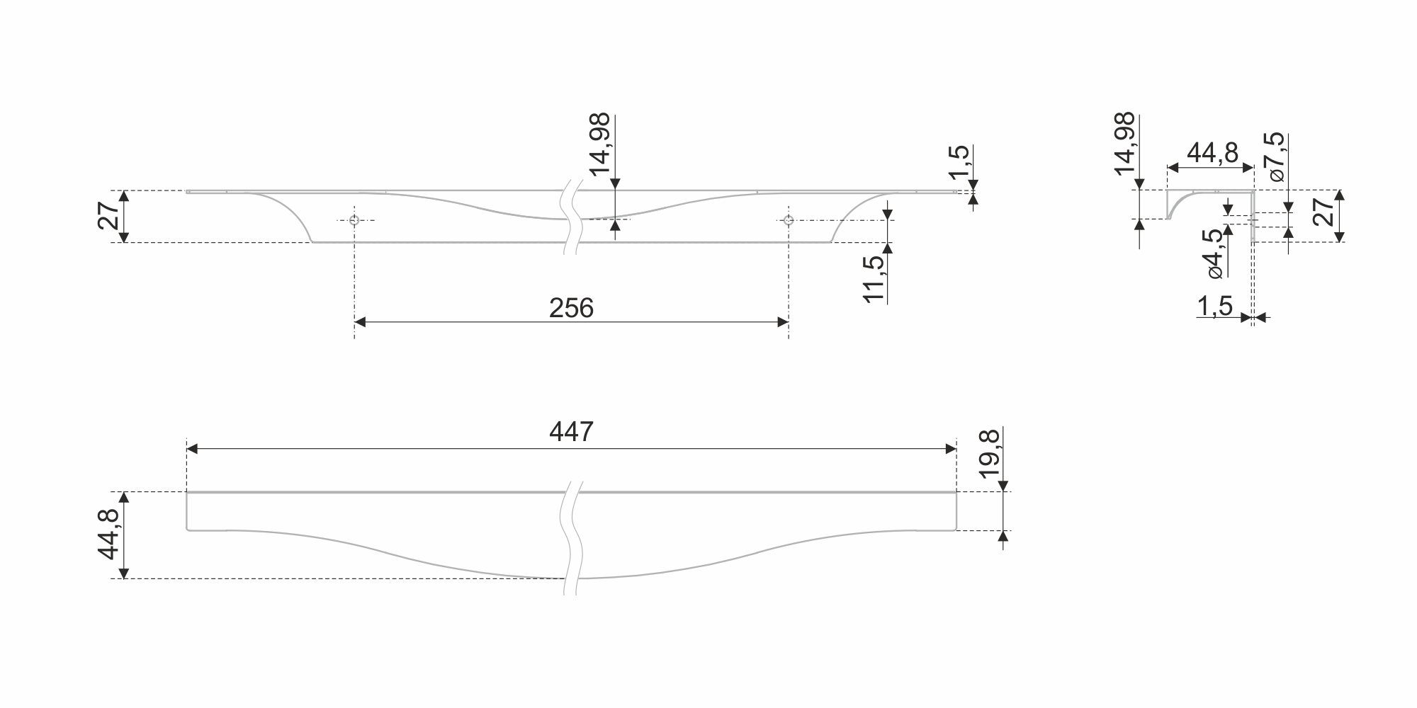 картинка Мебельная ручка ERA RT108CP.1/256/450 от магазина DFCH 