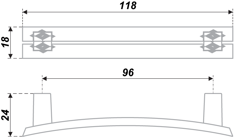 картинка Мебельная ручка RS408CP/CrT.4/96 от магазина DFCH 