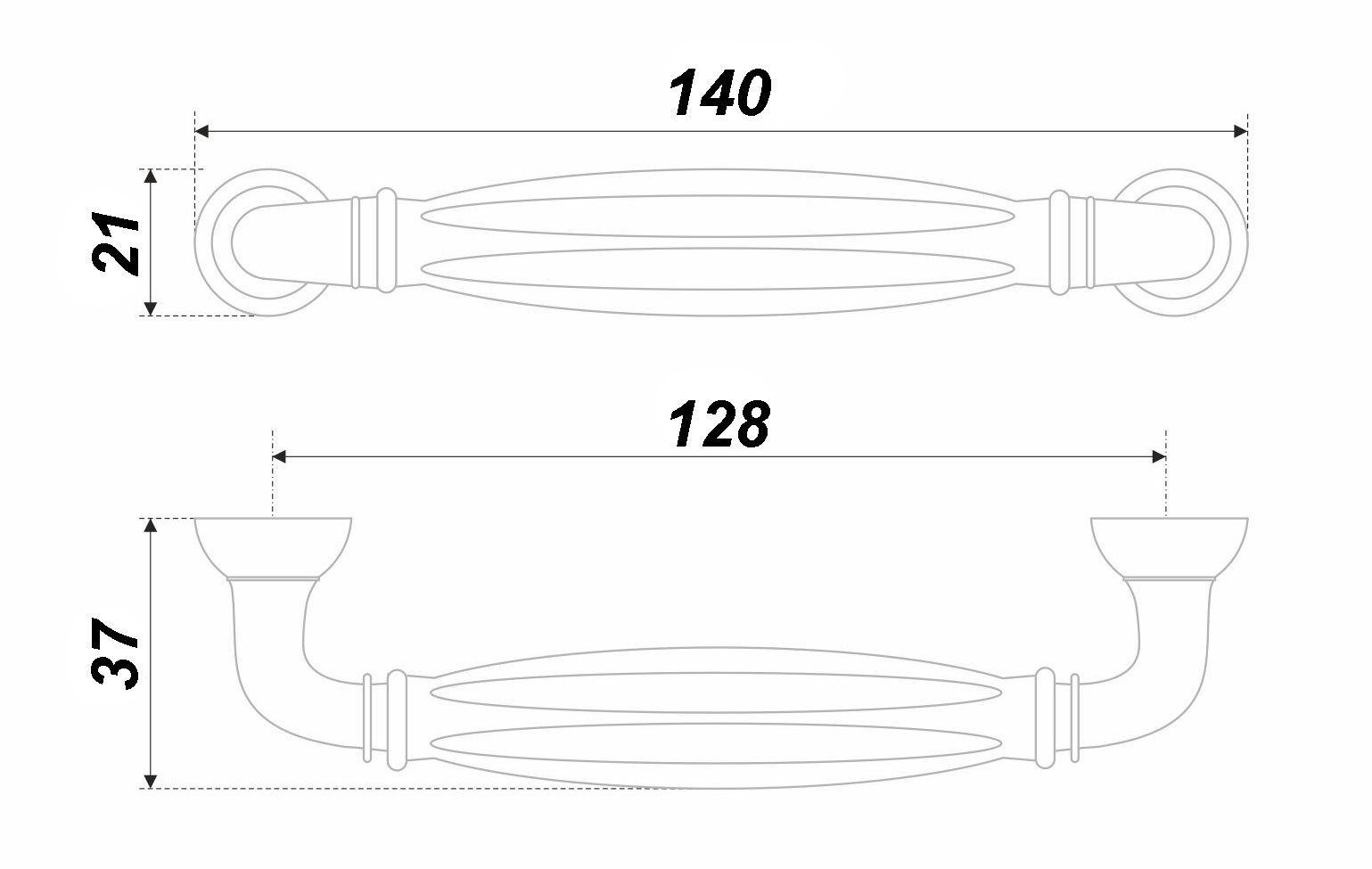 картинка Мебельная ручка TIFFANY RS121AB.4/128/W от магазина DFCH 