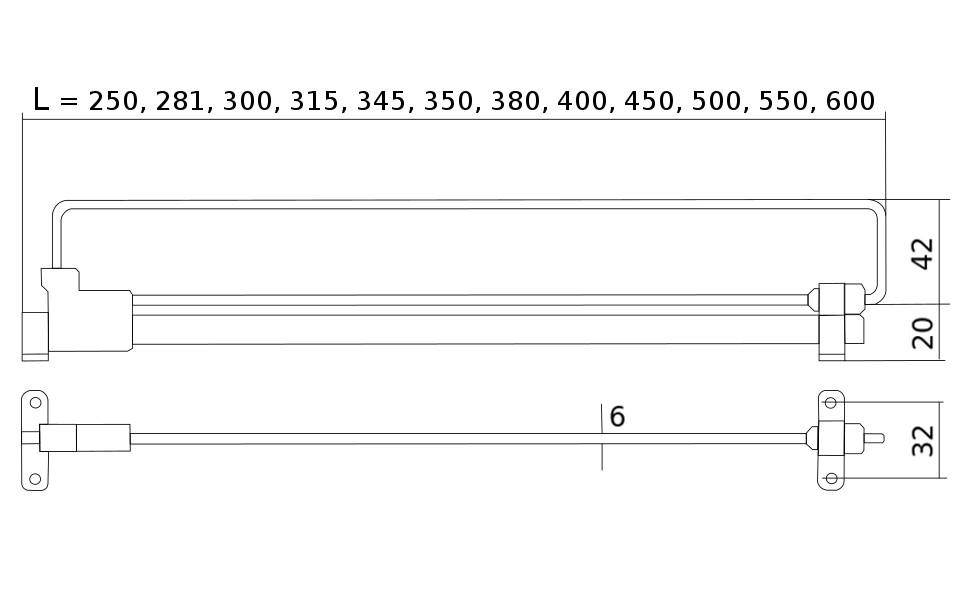 картинка Штанга выдвижная L-500мм никель от магазина DFCH 
