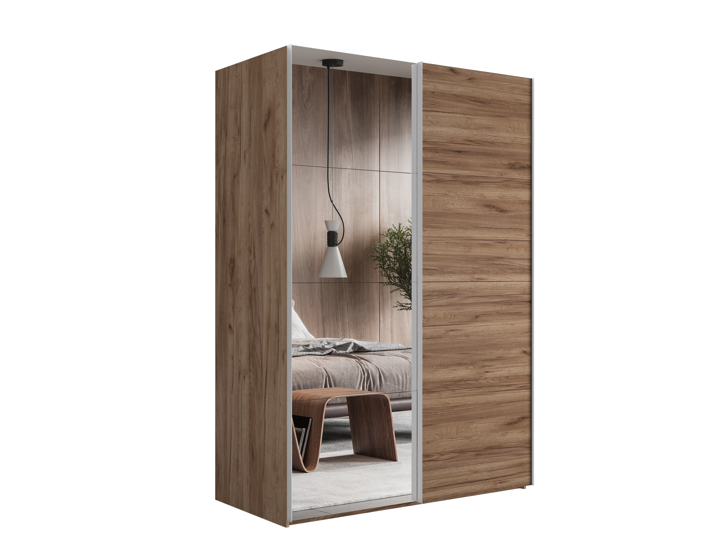 картинка Шкаф Эста Дуо Крафт Табачный фасады ДСП/Зеркало  2400х1600х660 от магазина DFCH 