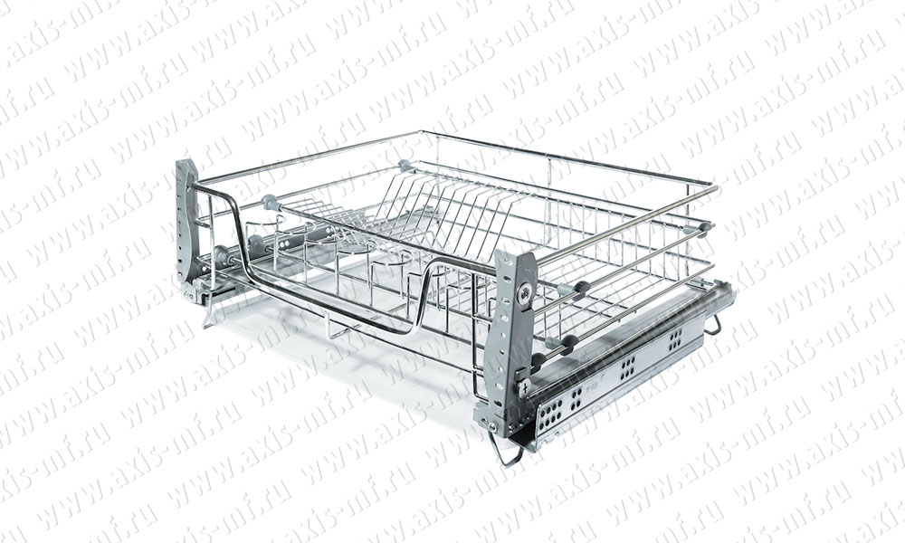 картинка Сетч.корзина выкатная (600) 565х462(440)х229(140) мм для посуды, хром с крепл. к фас. с дов. ОГР от магазина DFCH 