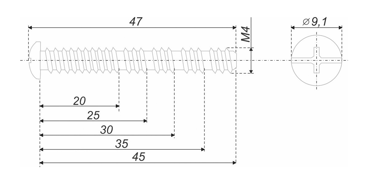картинка Сегментный винт MT02/08/M4*45Zn/0 от магазина DFCH 