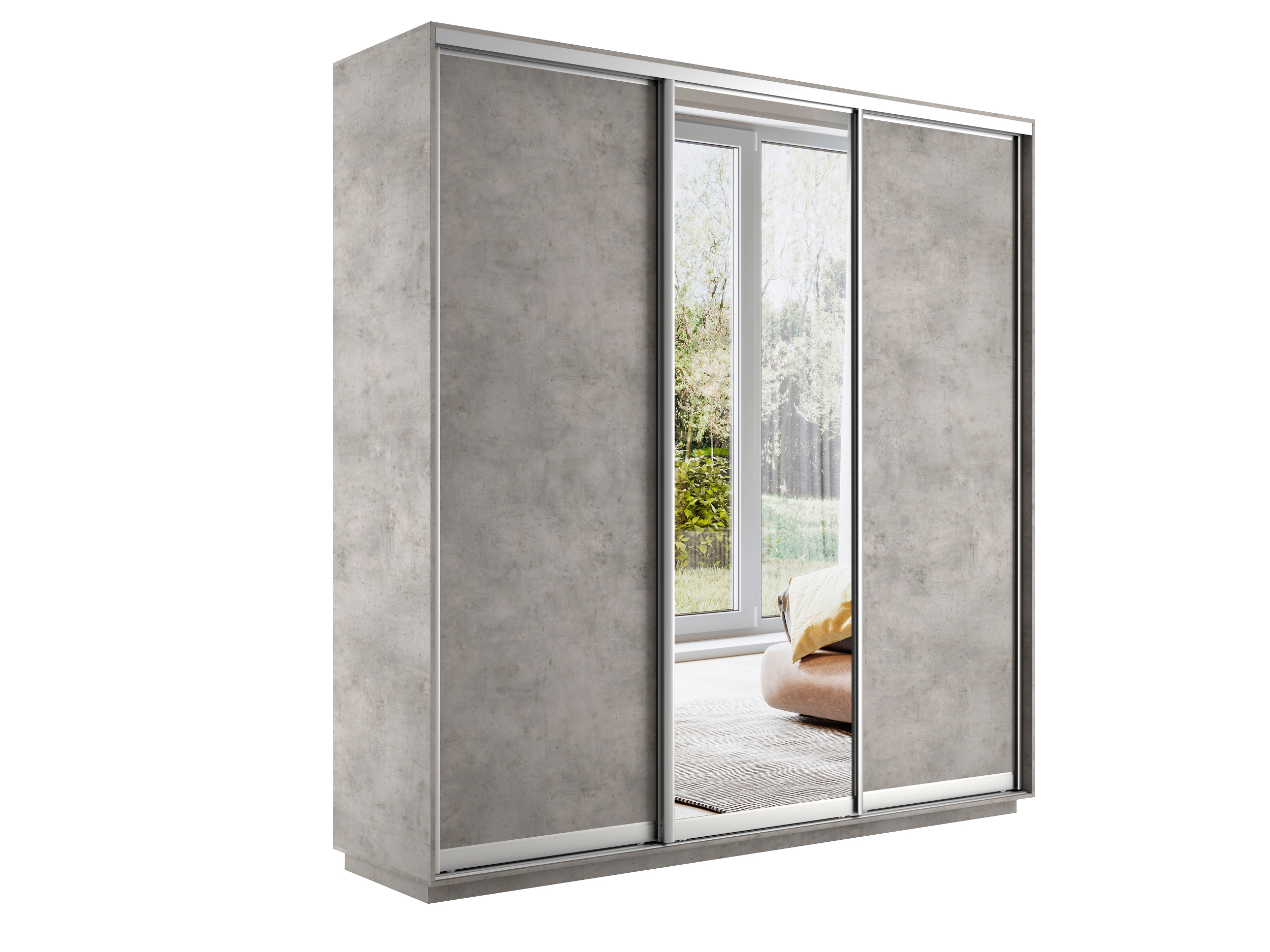 картинка Экспресс Медиум (1 зеркало) трио Бетон 2200 x 2400 x 600 от магазина DFCH 