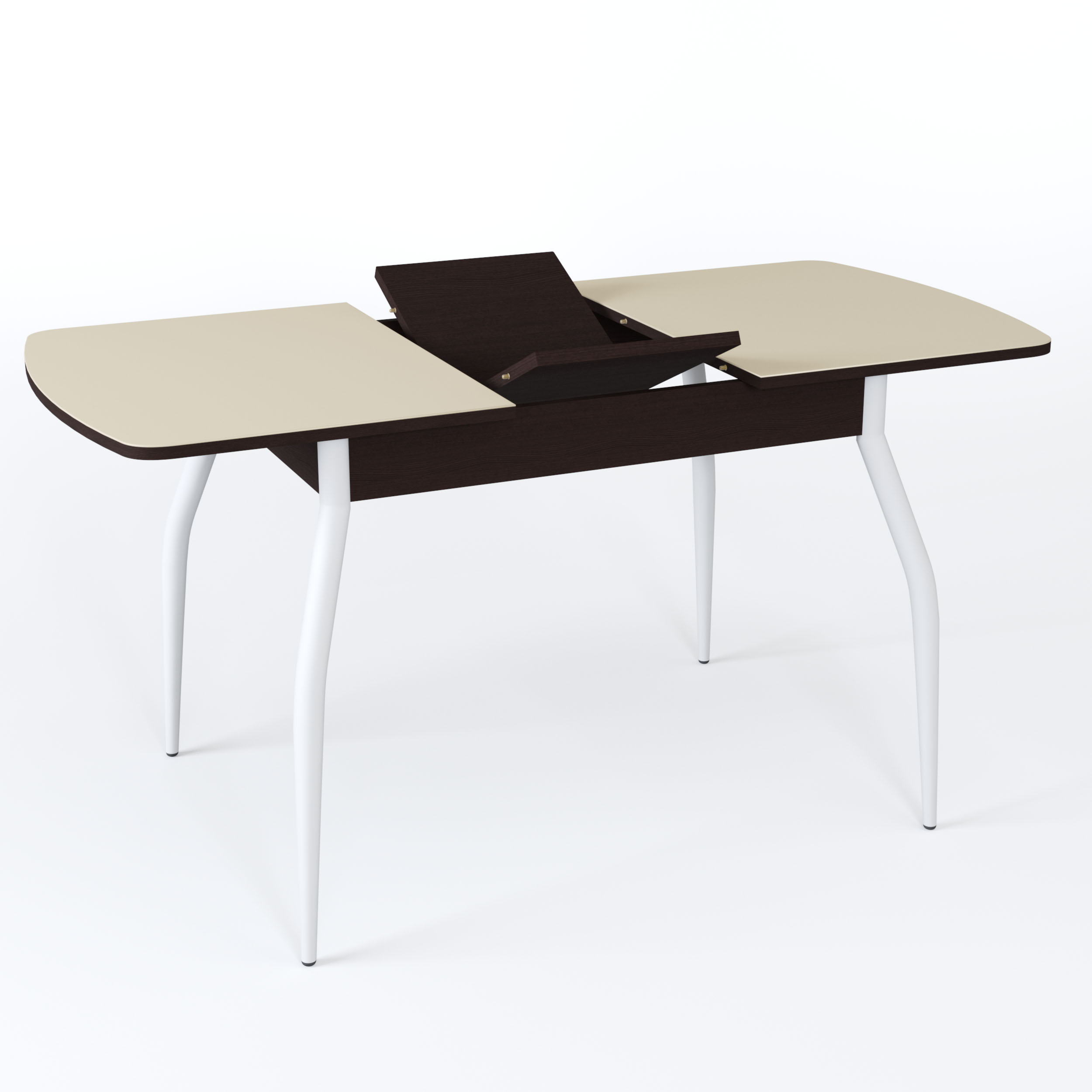 картинка Стол Чикаго СТ МП 1100(1400)*680*750 Ноги 01 белые (стекло Бежевое матовое цвет ВН) от магазина DFCH 